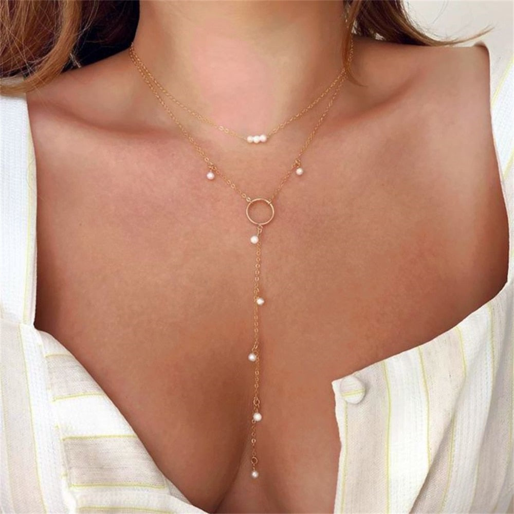 Gold Pearl Necklace